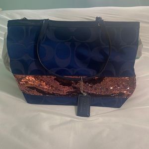 Blue Coach Purse with sequins